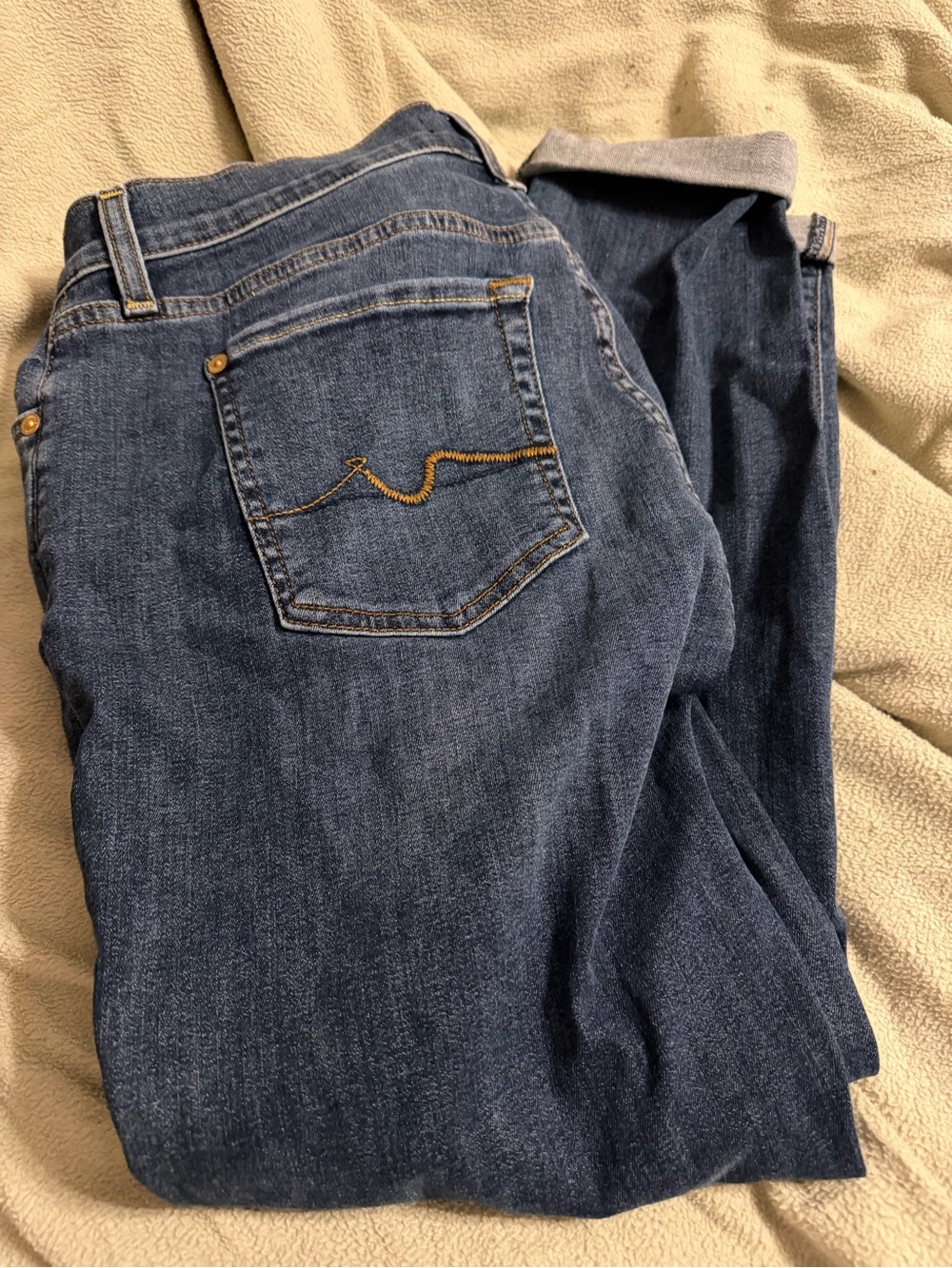 7 For All Mankind Straight Leg Jeans in Dark Blue